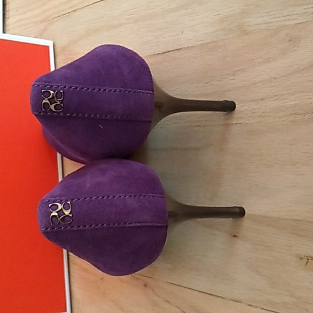 Coach nala kiss suede purple heels 8 new - Picture 3 of 4
